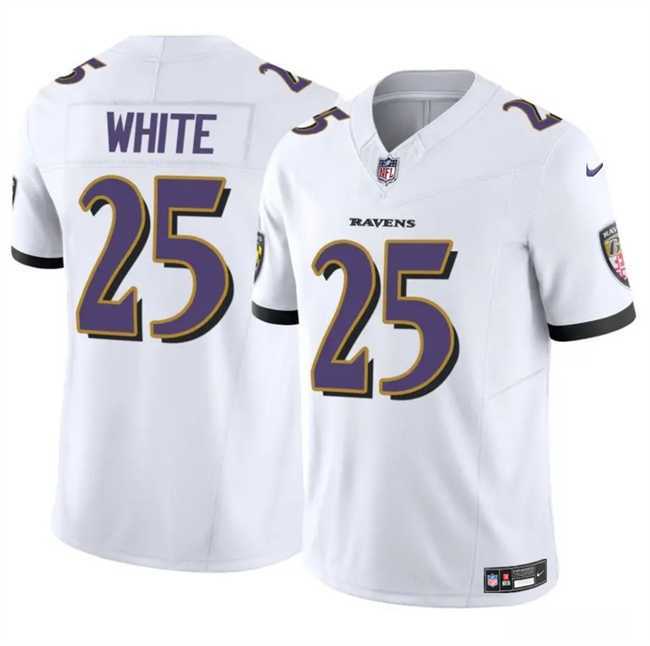 Men & Women & Youth Baltimore Ravens #25 TreDavious White White 2023 F.U.S.E Vapor Limited Jersey